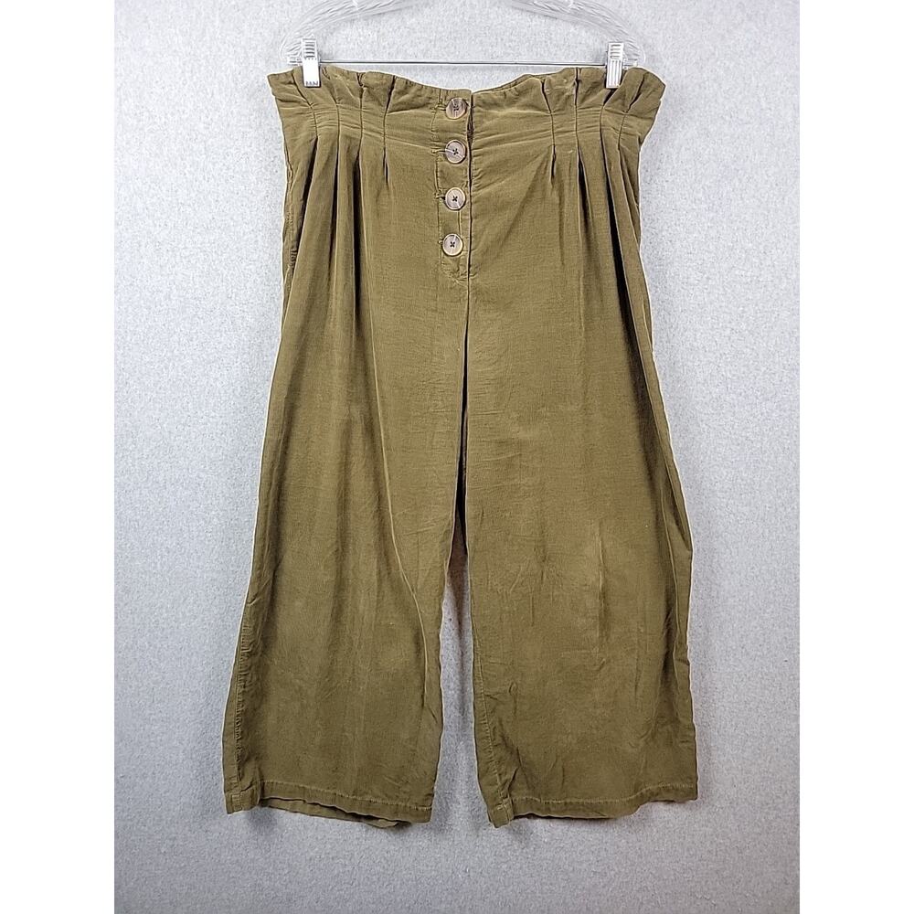 Chelsea & Violet 100% Cotton Olive Brown Corduroy Wide Leg Pants Women's 31